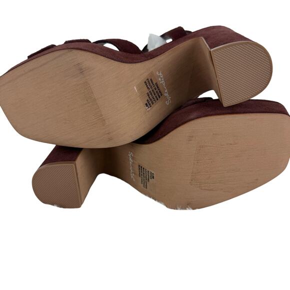 SPLENDID PIPER SUEDE PLATFORM BLOCK HEEL SANDAL IN RAISIN NWOB SIZE 6.5M - Picture 12 of 14